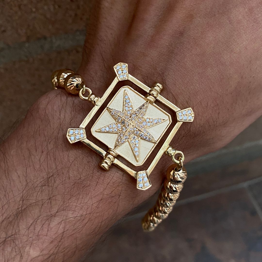 Pulsera con Bolas Diamantadas con Herraje de Estrella
